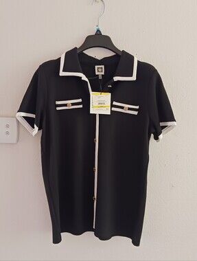 Anne Klein Contrast Short Sleeve Polo Top